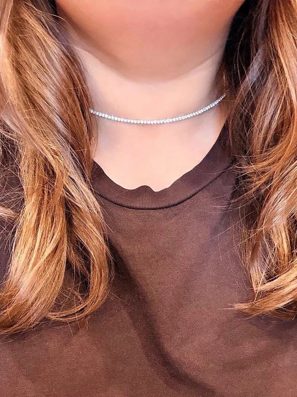 Diamonique Flexible Diamond Tennis Choker Necklace